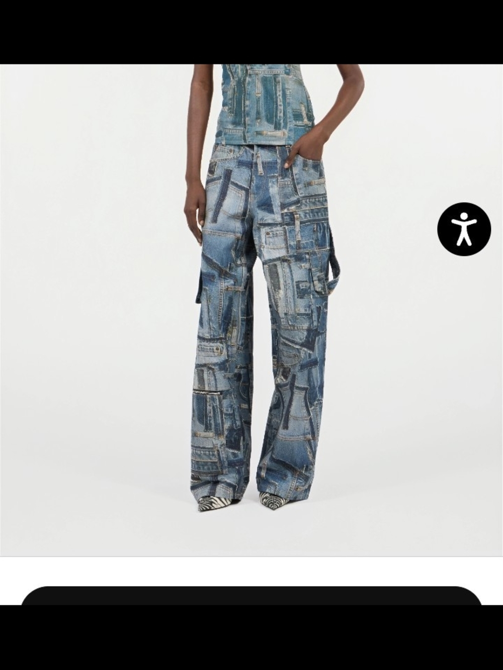 Roberto Cavalli Blue Patchwork Wide-Leg Women's Jeans